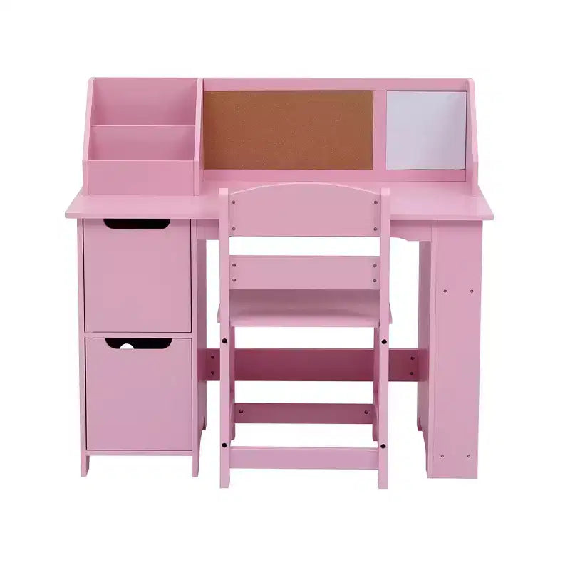 Set Scrivania e Sedia per Studio, Scrivania Didattica per Bambini - Con Scaffale, Bacheca, Mobiletti - Perfetto per Bambini dai 3 agli 8 Anni