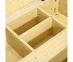 Set Scrivania e Sedia per Bambini, Scrivania d'Arte in Legno con Rotolo di Carta, Vasetti per Colori e Scaffali, Tavolo per Attività Creative 2 in 1 per Disegnare, Dipingere e Scrivere