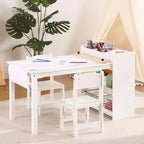 Tavolino da arte per bambini con set di 2 sedie, scrivania artigianale in legno per bambini con ripiani portaoggetti, tavoli artigianali per bambini dai 2 ai 10 anni, tavolo da disegno per attività