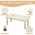 Set Tavolo e Sedie per Bambini, Tavolo per Bambini Regolabile in Altezza per Età 2-10, Gambe Antiscivolo, Tavolo per Attività Artigianali, Tavolo per Attività per Bambini per Asilo Nido e Casa