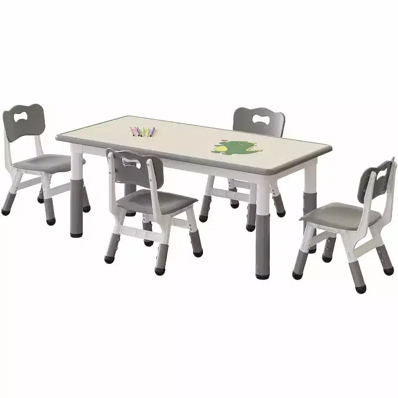 Kids Table and Chair Set, Height Adjustable Toddler Table for Ages 2-10, Non-Slip Legs, Arts Crafts Table, Children Activity Table for Daycare Home