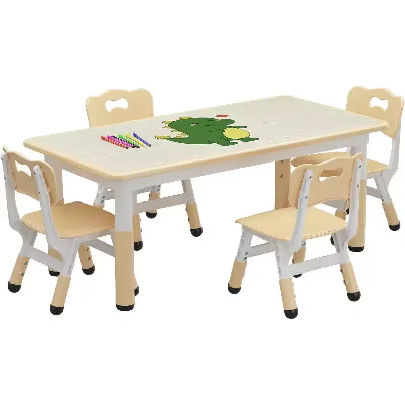 Set Tavolo e Sedie per Bambini, Tavolo per Bambini Regolabile in Altezza per Età 2-10, Gambe Antiscivolo, Tavolo per Attività Artigianali, Tavolo per Attività per Bambini per Asilo Nido e Casa