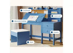 Set Scrivania e Sedia per Bambini, Tavolo Studio in Legno con Piano Inclinabile Regolabile, Cassetti e Bacheca in Sughero - Set Scrivania per l'Apprendimento Scolastico per Bambini dai 3 agli 8 Anni