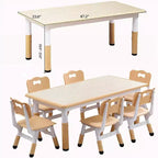 Set di Tavolo e 6 Sedie per Bambini - Scrivania Multifunzione Regolabile in Altezza, Sedie Ergonomiche, Max 136 kg, Adatto per Età 2-10, Casa, Aula