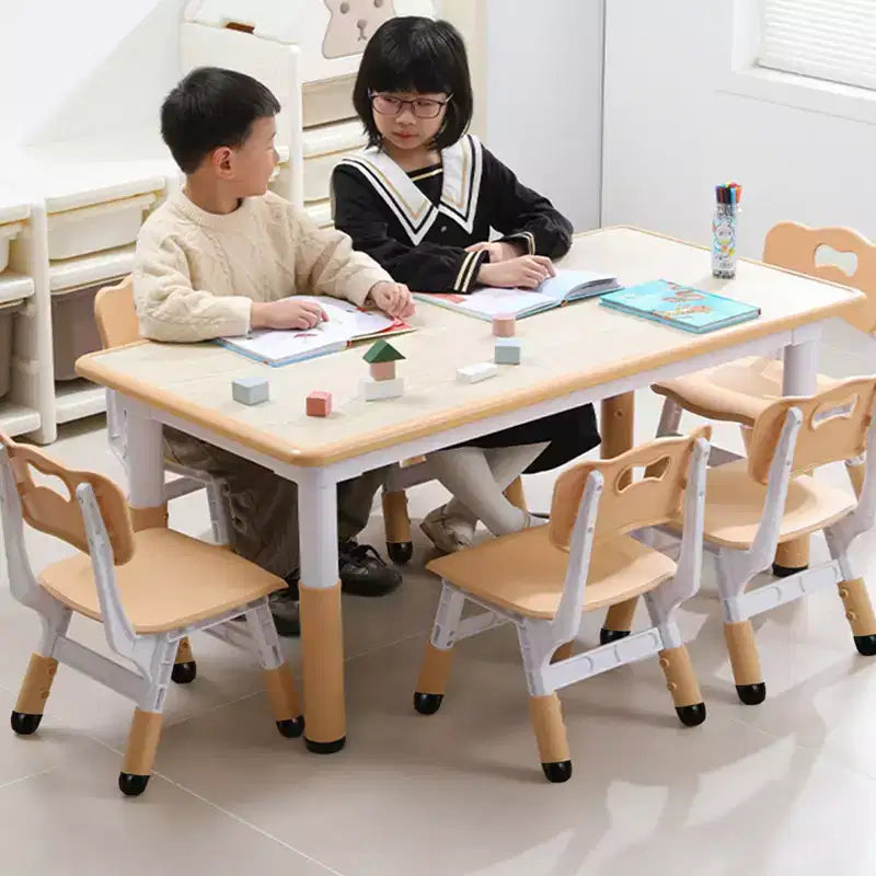 Set di Tavolo e 6 Sedie per Bambini - Scrivania Multifunzione Regolabile in Altezza, Sedie Ergonomiche, Max 136 kg, Adatto per Età 2-10, Casa, Aula