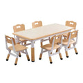 Kids Table and 6 Chair Set - Height Adjustable Multifunctional Desk, Ergonomic Chairs, Max 300lbs, Suitable for Ages 2-10, Home, Classroom