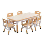 Kids Table and 6 Chair Set - Height Adjustable Multifunctional Desk, Ergonomic Chairs, Max 300lbs, Suitable for Ages 2-10, Home, Classroom