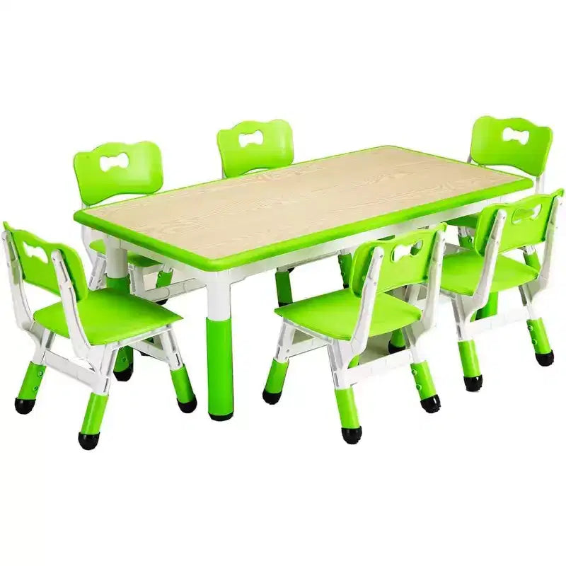 Set di Tavolo e 6 Sedie per Bambini - Scrivania Multifunzione Regolabile in Altezza, Sedie Ergonomiche, Max 136 kg, Adatto per Età 2-10, Casa, Aula