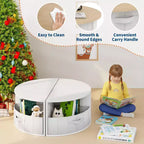 Set Tavolo e Sedie Nido per Bambini in Legno a 5 Pezzi con Tavolo Rotondo per Attività, 4 Sgabelli e Cassetti in Tessuto per Giocare, Dipingere, Creare, Leggere