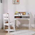 Kids Desk and Chair Set, Study Desk and Adjustable Chair Set with Hutch, Cork Board, Drawers, Pen Holders, Children Study Table Set
