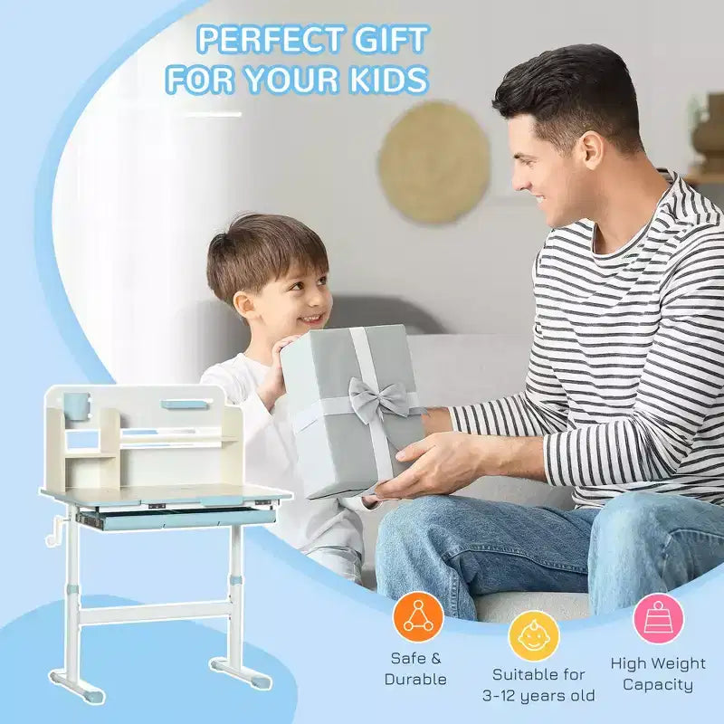 Scrivania studio regolabile per bambini con piano inclinabile, scrivania per compiti e attività artistiche regolabile in altezza per bambini dai 3 ai 12 anni