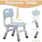 Tavolo per Bambini con Sedia, Regolabile in Altezza, con Piano in Grafite, Tavolo per Bambini con 4 Sedie per Asilo Nido, Sedia Ergonomica