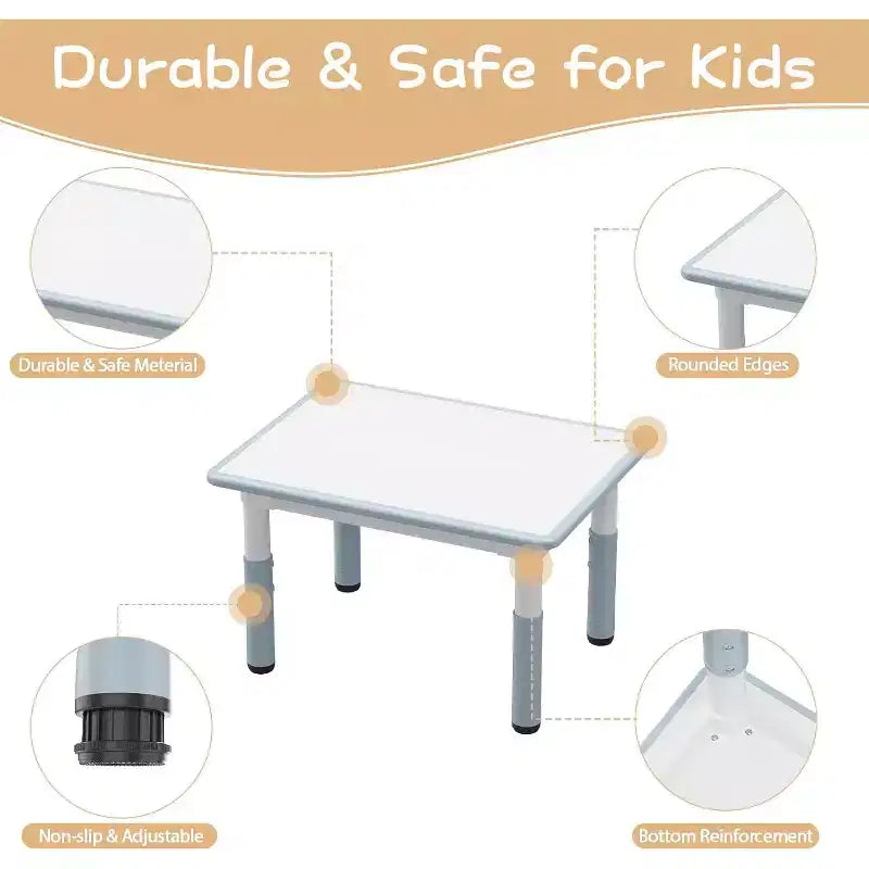 Tavolo per Bambini con Sedia, Regolabile in Altezza, con Piano in Grafite, Tavolo per Bambini con 4 Sedie per Asilo Nido, Sedia Ergonomica