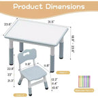 Tavolo per Bambini con Sedia, Regolabile in Altezza, con Piano in Grafite, Tavolo per Bambini con 4 Sedie per Asilo Nido, Sedia Ergonomica