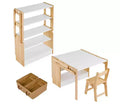 Kids Desk and Chair Set, Convertible Activity Table to Storage Shelves, Folding Writing Table with Storage Box for Bedroom, Study Room