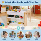 Set scrivania e sedia per bambini, tavolo attività convertibile in scaffali portaoggetti, tavolo da scrittura pieghevole con scatola portaoggetti per camera da letto, sala studio