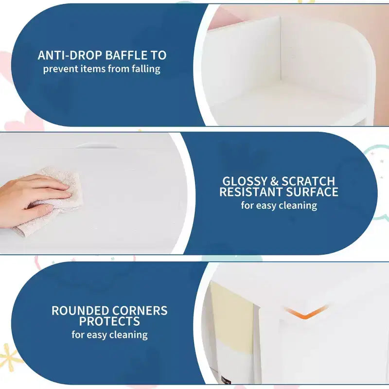 Set Scrivania e Sedia per Bambini con Contenitore, Scrivania Studio per Bambini con Credenza e Piano Inclinabile, Tavolo in Legno per Bambini con Mobile Contenitore per 3-8 Anni