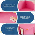 Set Scrivania e Sedia per Bambini con Contenitore, Scrivania Studio per Bambini con Credenza e Piano Inclinabile, Tavolo in Legno per Bambini con Mobile Contenitore per 3-8 Anni