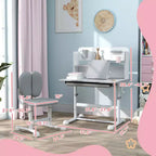 Set Scrivania e Sedia per Bambini, Scrivania con Altezza Regolabile e Piano Inclinabile, Cassetto Contenitore, Leggio, Scrivania da Studio per Bambini per Scrittura, Età 3-12