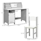 Set scrivania e sedia per bambini, Scrivania per bambini con piano lavagna, Mobiletto contenitore, Tavolo studio per bambini per scrivere, leggere, imparare