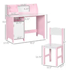 Set scrivania e sedia per bambini, Scrivania per bambini con piano lavagna, Mobiletto contenitore, Tavolo studio per bambini per scrivere, leggere, imparare