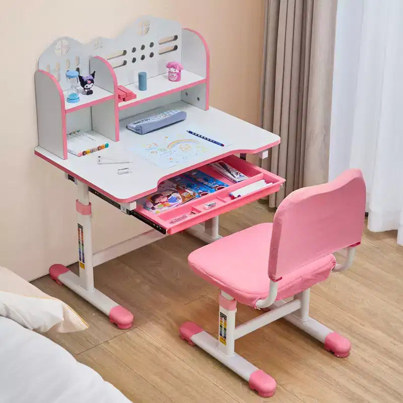 Scrivanie per bambini in legno colore bianco altezza 73.66 cm con scaffale a giorno