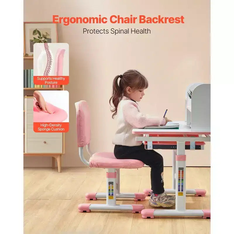 Scrivanie per bambini in legno colore bianco altezza 73.66 cm con scaffale a giorno
