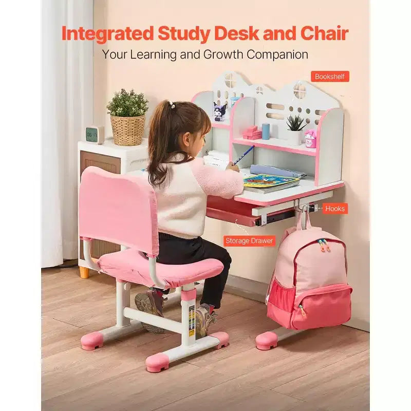 Scrivanie per bambini in legno colore bianco altezza 73.66 cm con scaffale a giorno