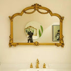 35 Baroque Revival Wall Mirror with Ornate PU Frame, Backlit Light Strip, Decorative Mirror for Bathroom, Bedroom, or Living Room-Panipeachy