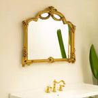35 specchio da parete barocco revival con cornice intagliata in PU, striscia luminosa retroilluminata, specchio decorativo per bagno, camera da letto o soggiorno