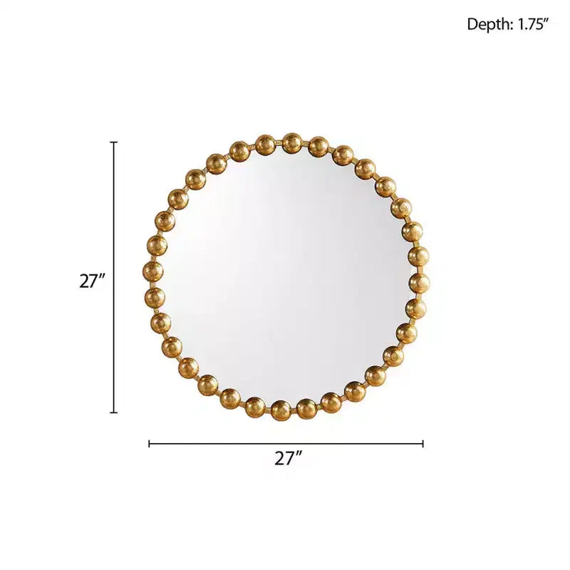 Specchio da Parete Rotondo da 27 con Cornice in Metallo di Ferro, Elegante Specchio Decorativo per Bagno, Camera da Letto o Corridoio