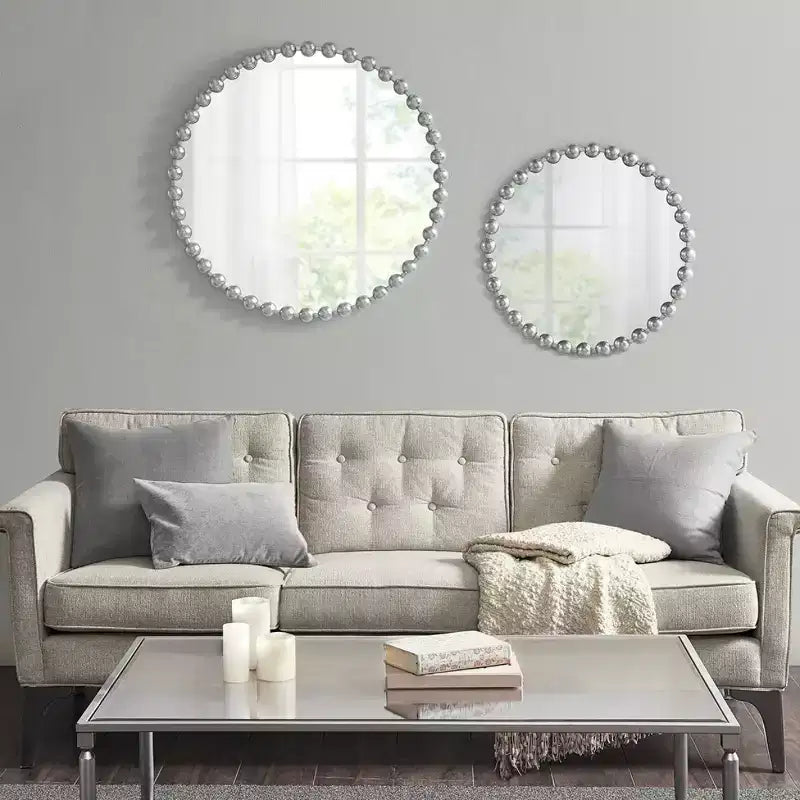 Specchio da Parete Rotondo da 27 con Cornice in Metallo di Ferro, Elegante Specchio Decorativo per Bagno, Camera da Letto o Corridoio