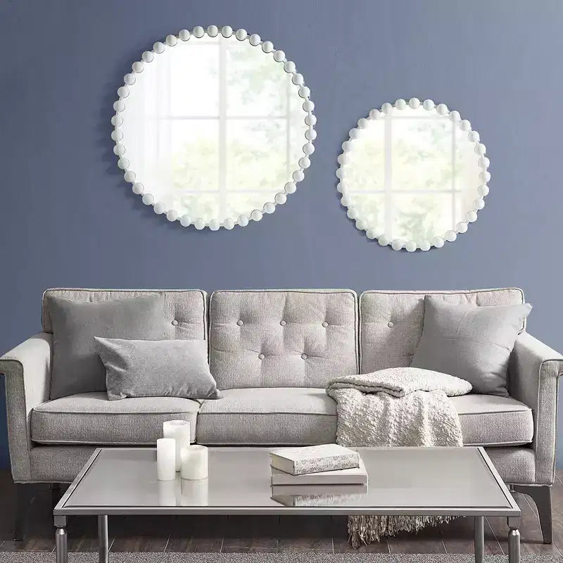 Specchio da Parete Rotondo da 27 con Cornice in Metallo di Ferro, Elegante Specchio Decorativo per Bagno, Camera da Letto o Corridoio