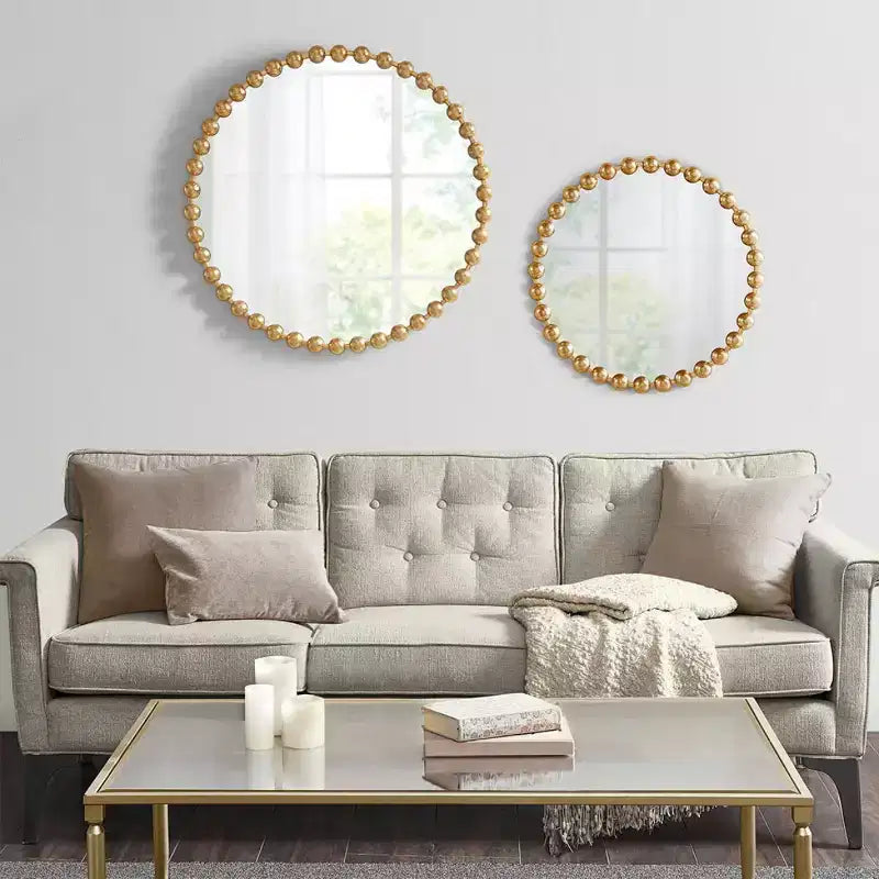 Specchio da Parete Rotondo da 27 con Cornice in Metallo di Ferro, Elegante Specchio Decorativo per Bagno, Camera da Letto o Corridoio