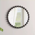 Round 27 Wall Mirror with Iron Metal Frame, Stylish Decorative Mirror for Bathroom, Bedroom, or Hallway-Panipeachy