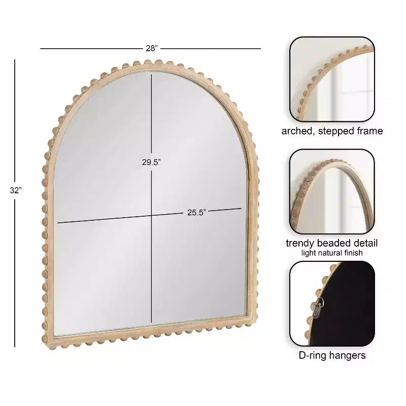 Specchio da parete ad arco Beadbrook, naturale, 28x32