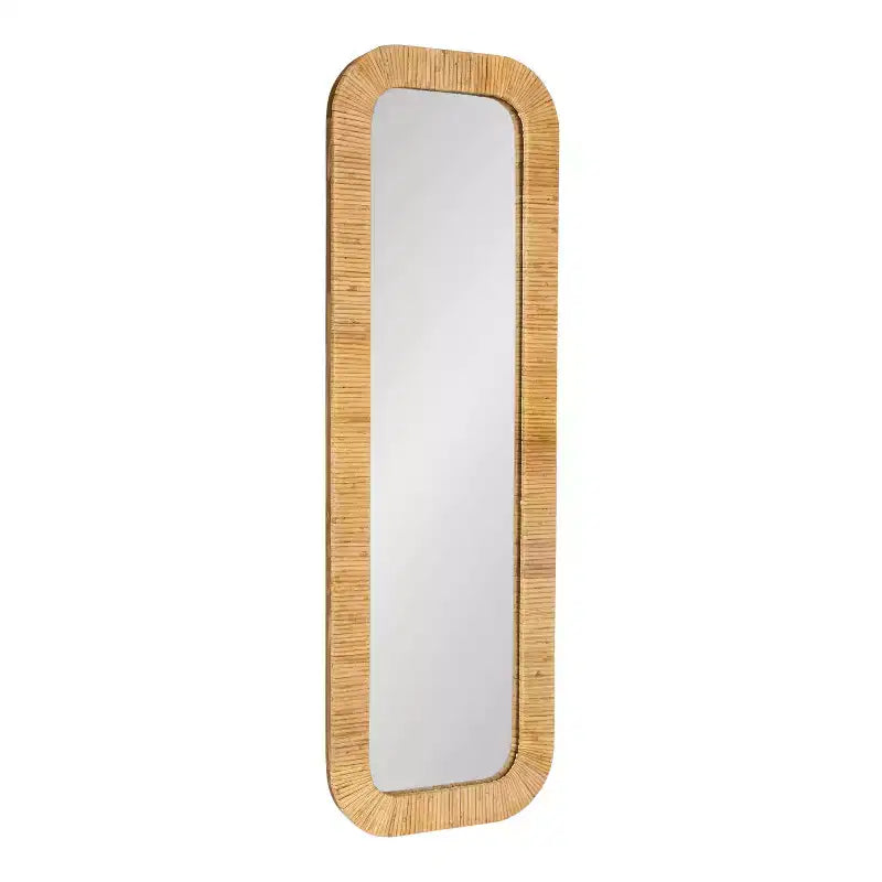 Kate and Laurel Rahfy Rectangle Framed Wall Mirror, Natural, 12x36