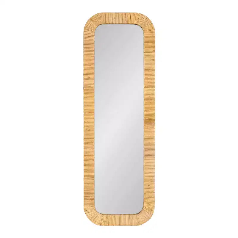 Specchio da parete Rahfy rettangolare con cornice, naturale, 12x36