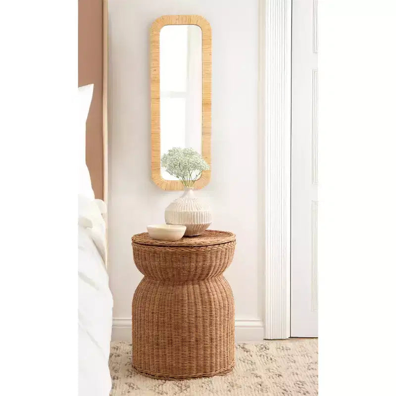 Specchio da parete Rahfy rettangolare con cornice, naturale, 12x36