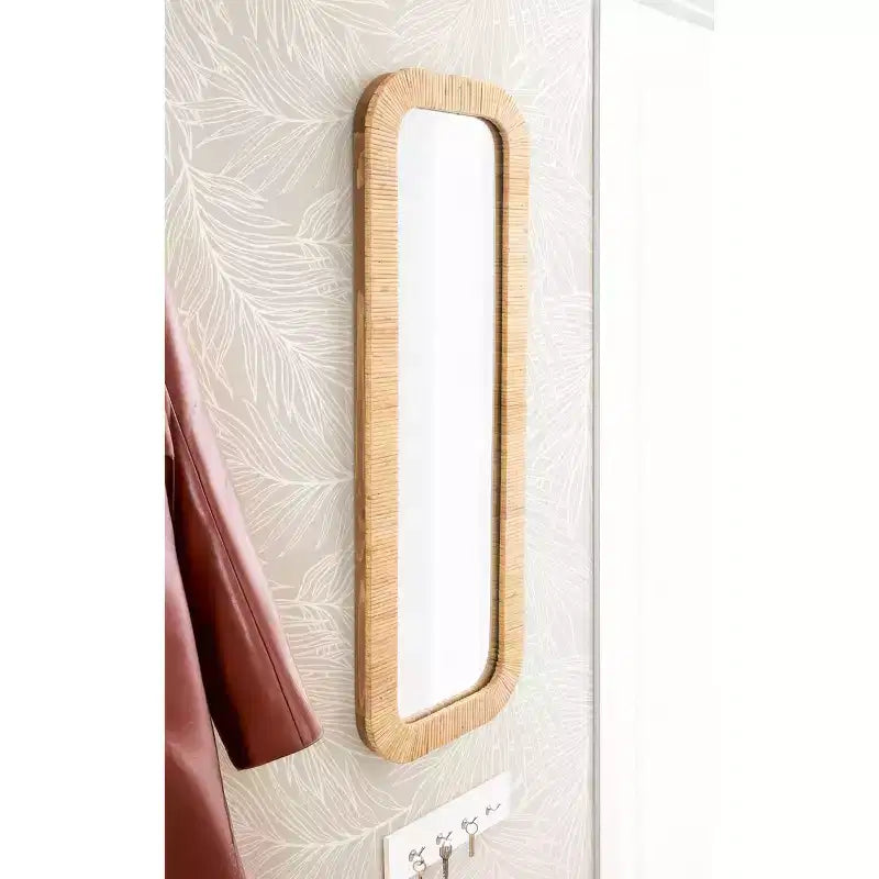Specchio da parete Rahfy rettangolare con cornice, naturale, 12x36