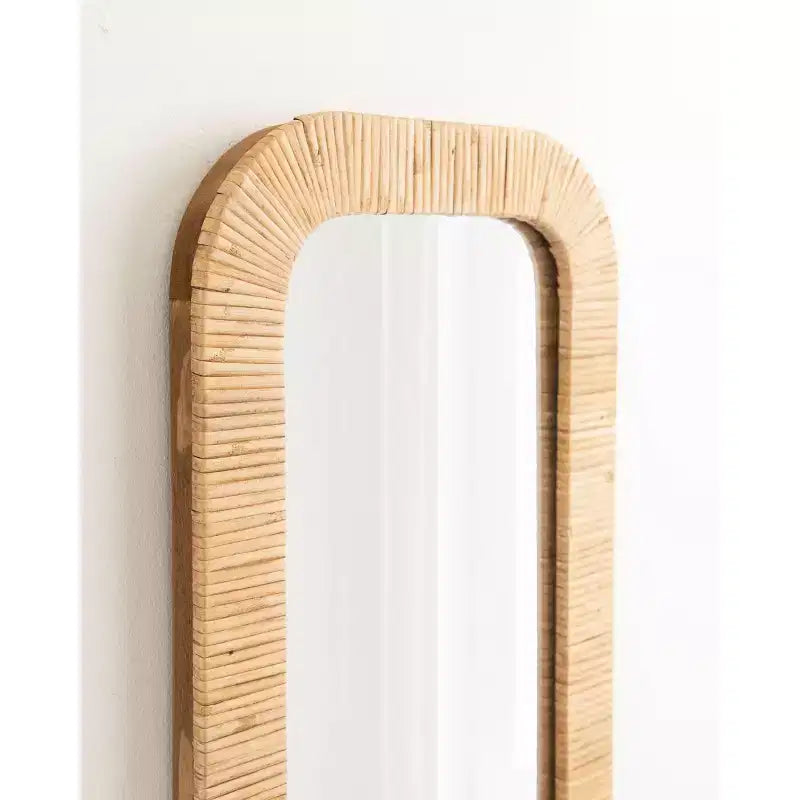 Specchio da parete Rahfy rettangolare con cornice, naturale, 12x36