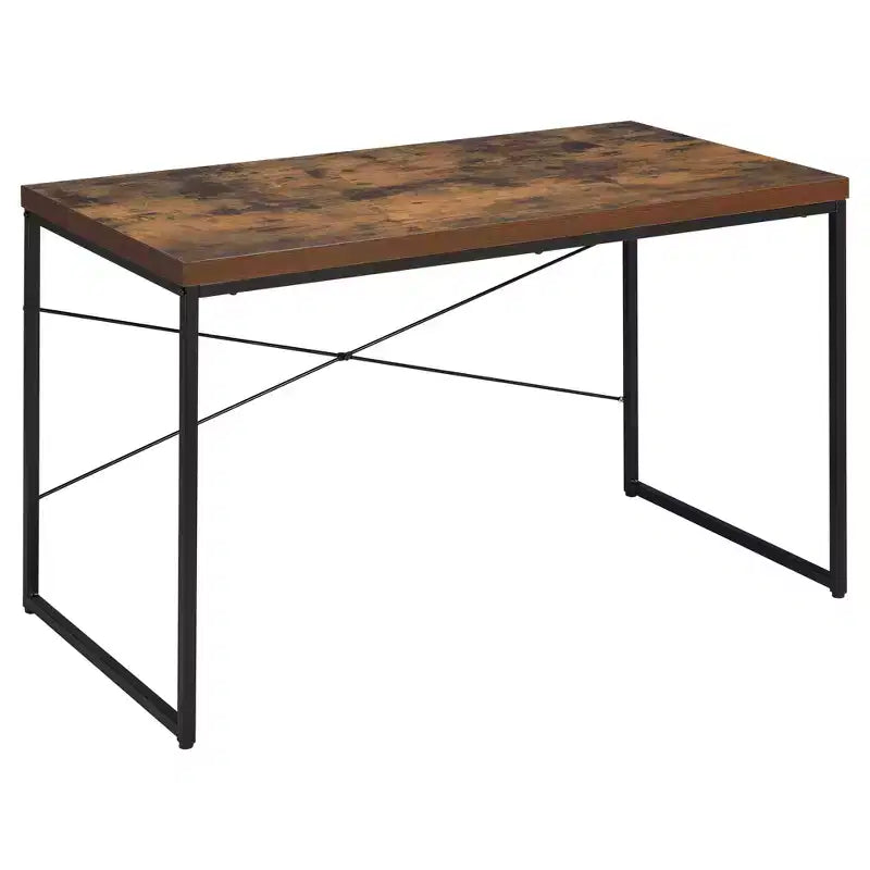 Writing Desk Oak - Acme Furniture: Industrial Style, Metal Frame, 47" Wide Surface, No Storage