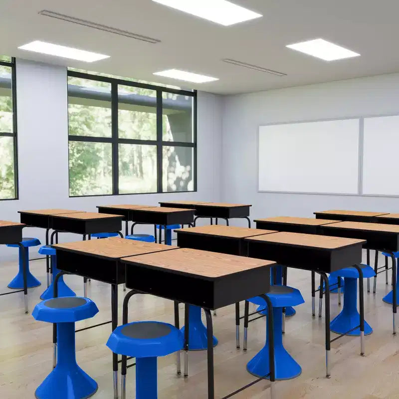 Banco aperto con scatola portacarte in metallo, regolabile, arredamento per aula