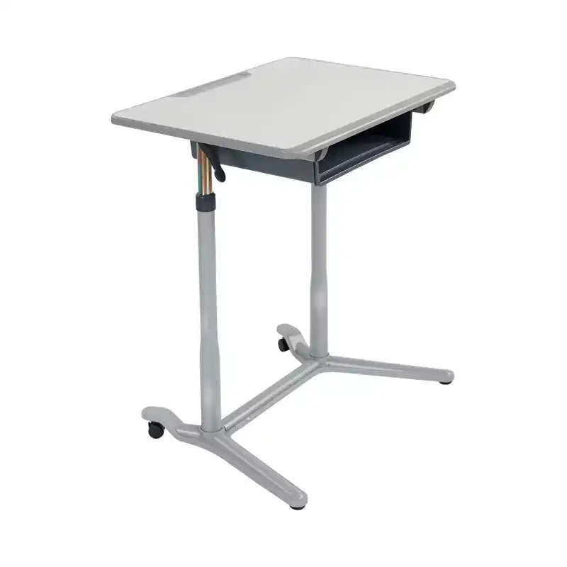 ECR4Kids 3S Mobile Open Front Desk, Sit Stand and Store, Adjustable, Classroom Furniture, Grey
