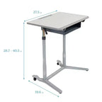 3S Mobile Open Front Desk, Sit Stand and Store, Regolabile, Arredo per aula, Grigio