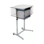 3S Mobile Open Front Desk, Sit Stand and Store, Regolabile, Arredo per aula, Grigio