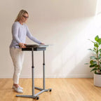 3S Mobile Open Front Desk, Sit Stand and Store, Regolabile, Arredo per aula, Grigio