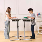 3S Mobile Open Front Desk, Sit Stand and Store, Regolabile, Arredo per aula, Grigio