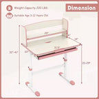 Scrivania per bambini con piano inclinabile a 7 livelli, altezza regolabile, cassetto estraibile, blu/grigio/rosa