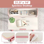 Scrivania per bambini con piano inclinabile a 7 livelli, altezza regolabile, cassetto estraibile, blu/grigio/rosa